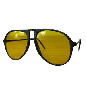 Vintage Night Driver Glasses Aviator Black Frame Taiwan Made Eyewear Yellow Lens